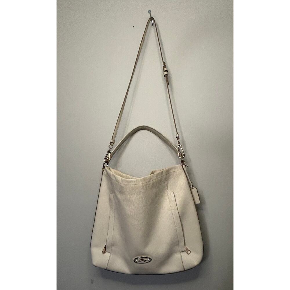Coach Scout Hobo Chalk White Handbag Crossbody Shoulder Pebble Leather